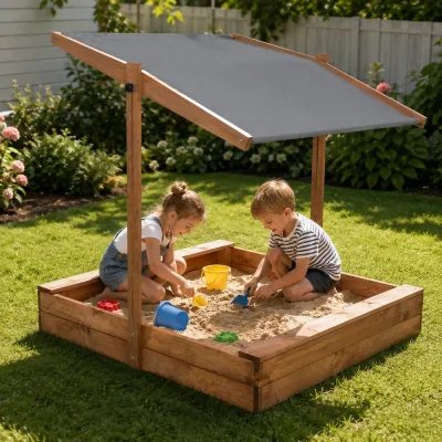 Detské pieskovisko so strieškou 120x120 cm DECHLAND Smart Sun 120DI hnedé