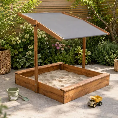 Detské pieskovisko so strieškou 120x120 cm DECHLAND Smart Sun 120DI hnedé