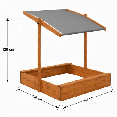 Detské pieskovisko so strieškou 120x120 cm DECHLAND Smart Sun 120DI hnedé