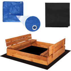 Detské pieskovisko s krytom 120x120 cm DECHLAND Smart 120SET hnedé