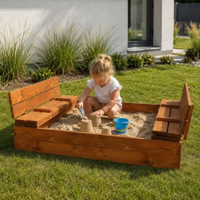 Detské pieskovisko s krytom 120x120 cm DECHLAND Smart 120SET hnedé