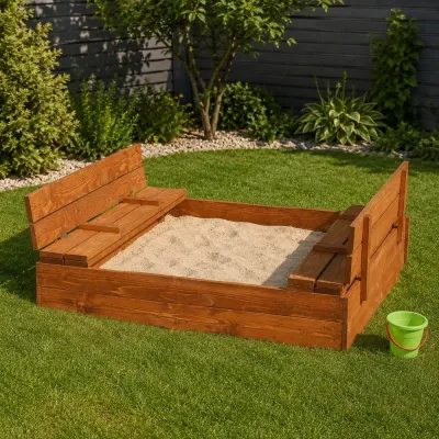 Detské pieskovisko s krytom 120x120 cm DECHLAND Smart 120SET hnedé