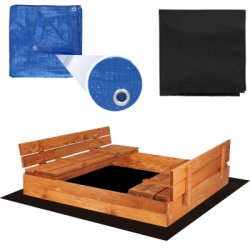 Detské pieskovisko s krytom 150x150 cm DECHLAND Smart 150SET hnedé