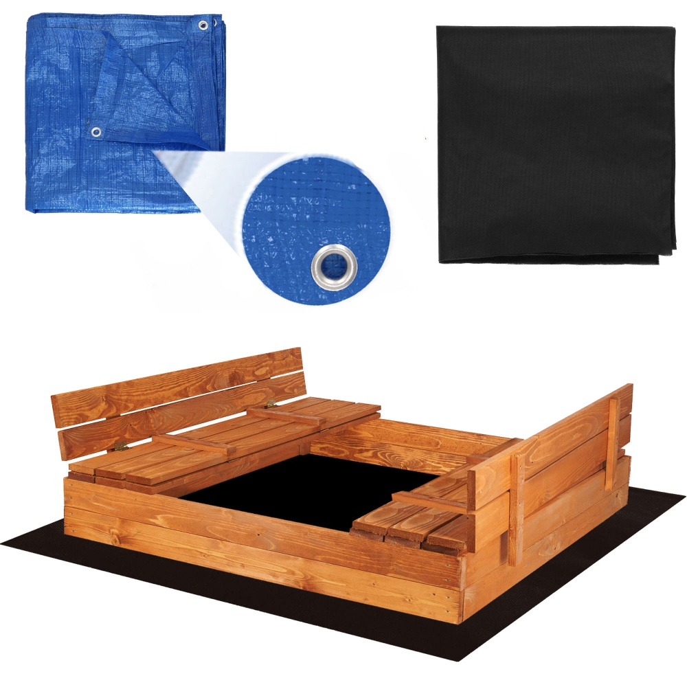 Detské pieskovisko s krytom 150x150 cm DECHLAND Smart 150SET hnedé