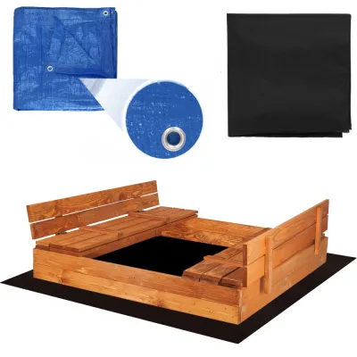 Detské pieskovisko s krytom 150x150 cm DECHLAND Smart 150SET hnedé