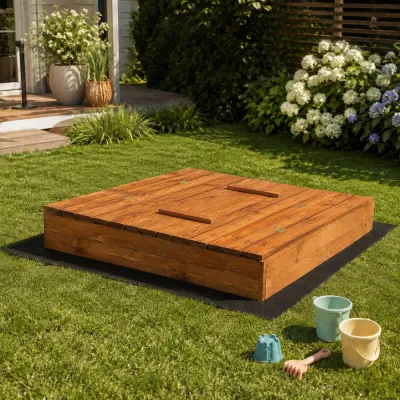 Detské pieskovisko s krytom 150x150 cm DECHLAND Smart 150SET hnedé