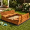 Detské pieskovisko s krytom 150x150 cm DECHLAND Smart 150ZI hnedé