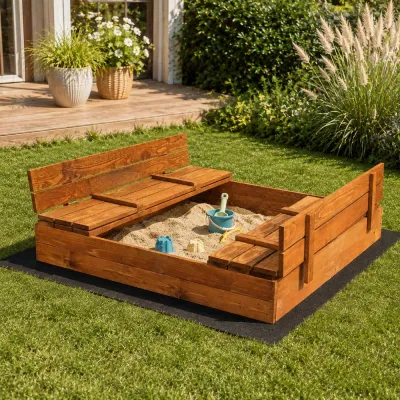 Detské pieskovisko s krytom 150x150 cm DECHLAND Smart 150ZI hnedé