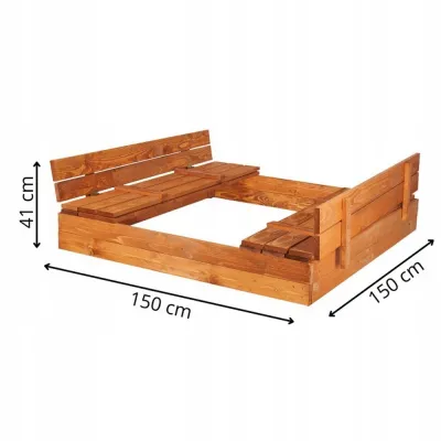 Detské pieskovisko s krytom 150x150 cm DECHLAND Smart 150ZI hnedé
