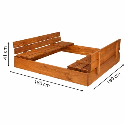 Detské pieskovisko s krytom 180x180 cm DECHLAND Smart 180ZI hnedé