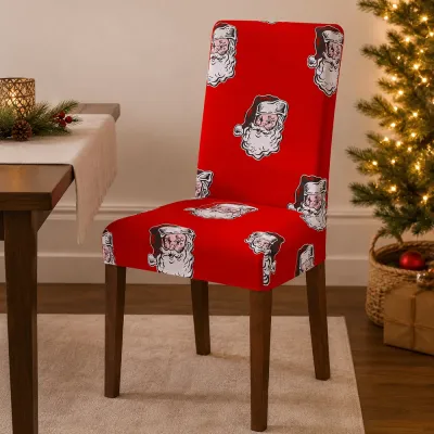 Vianočný poťah na stoličku SPRINGOS SPANDEX HA0011 červený Santa Claus