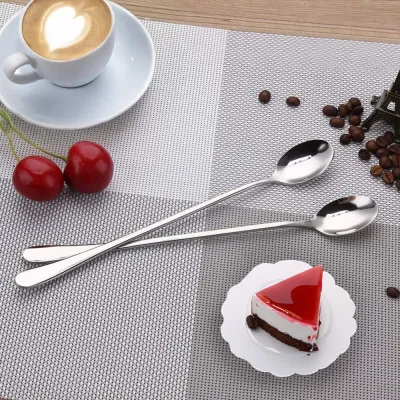 Dlhé lyžičky na latte 19,7 cm 6ks Springos HA7498 strieborné