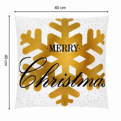 Vianočná obliečka na vankúš 40x40 cm SPRINGOS HA3400 bielo-zlatý