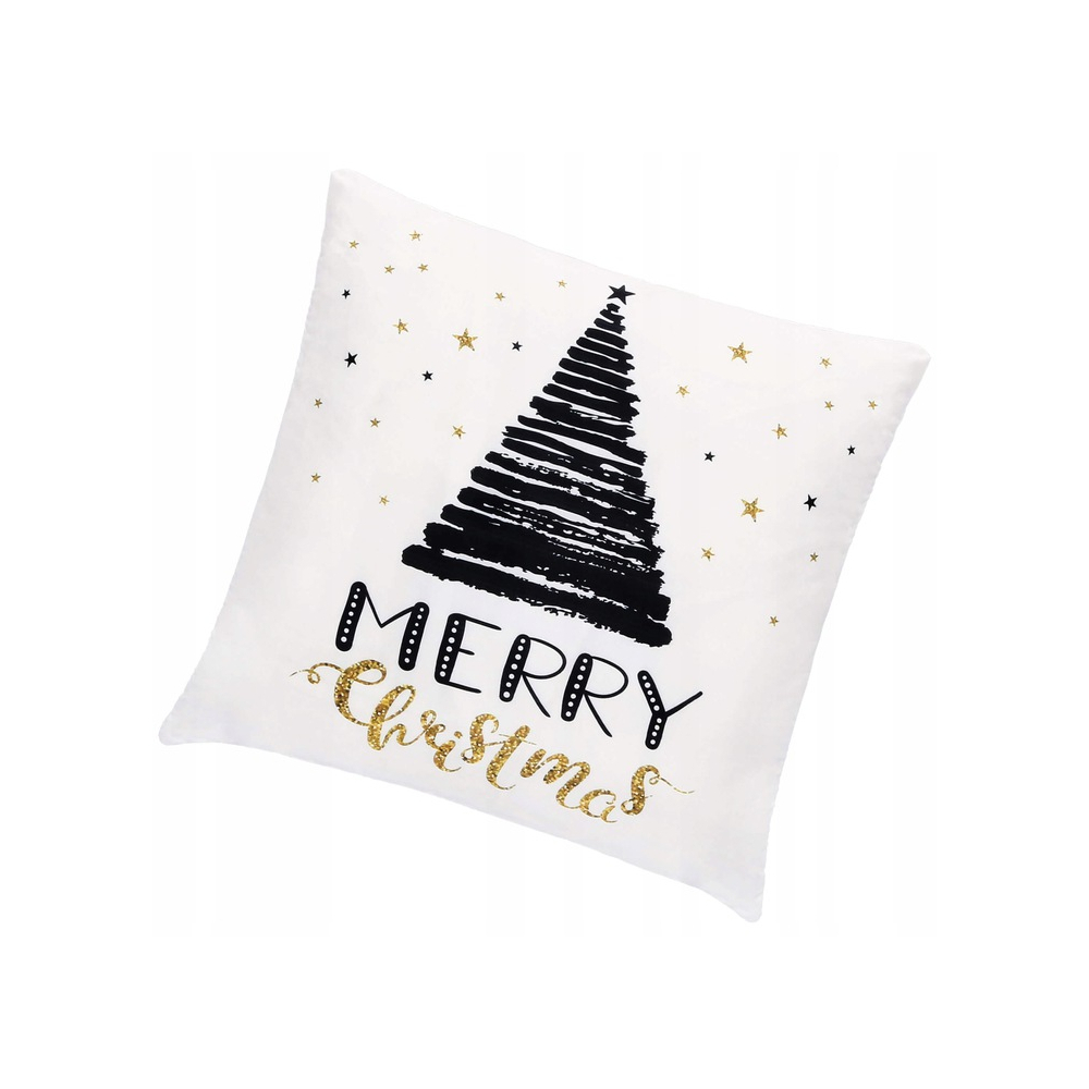 Vianočná obliečka na vankúš 40x40 cm SPRINGOS HA3401 bielo-čierny