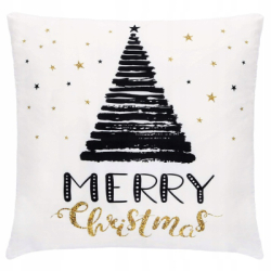 Vianočná obliečka na vankúš 40x40 cm SPRINGOS HA3401 bielo-čierny
