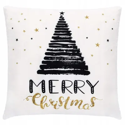 Vianočná obliečka na vankúš 40x40 cm SPRINGOS HA3401 bielo-čierny