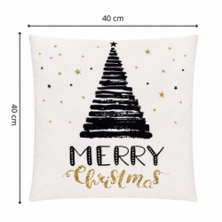 Vianočná obliečka na vankúš 40x40 cm SPRINGOS HA3401 bielo-čierny