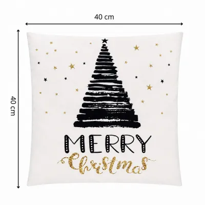 Vianočná obliečka na vankúš 40x40 cm SPRINGOS HA3401 bielo-čierny