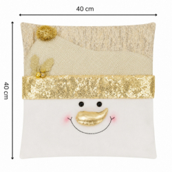 Obliečka na vankúš 40x40 cm Snehuliak, bielo-zlatý