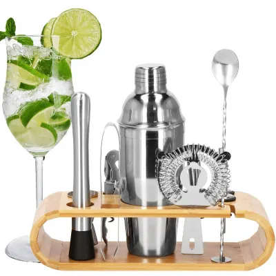 Barmanská sada 12ks so šejkrom 750 ml Springos Superior strieborná