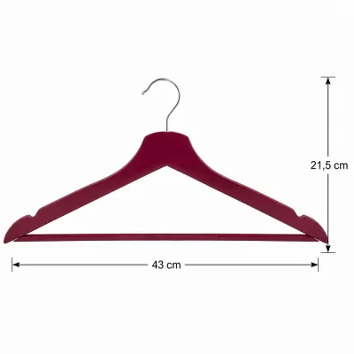 Drevené ramienka na oblečenie 43 cm SPRINGOS HG0002 3ks vínová
