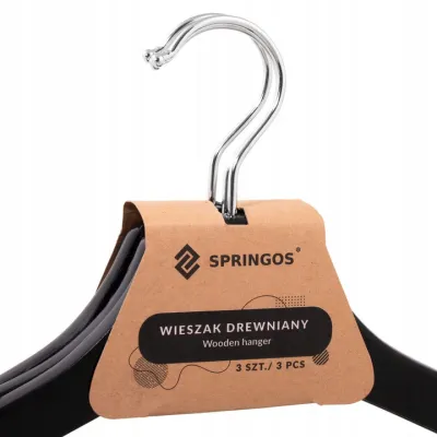 Drevené ramienka na oblečenie 43 cm SPRINGOS HG0003 3ks čierna