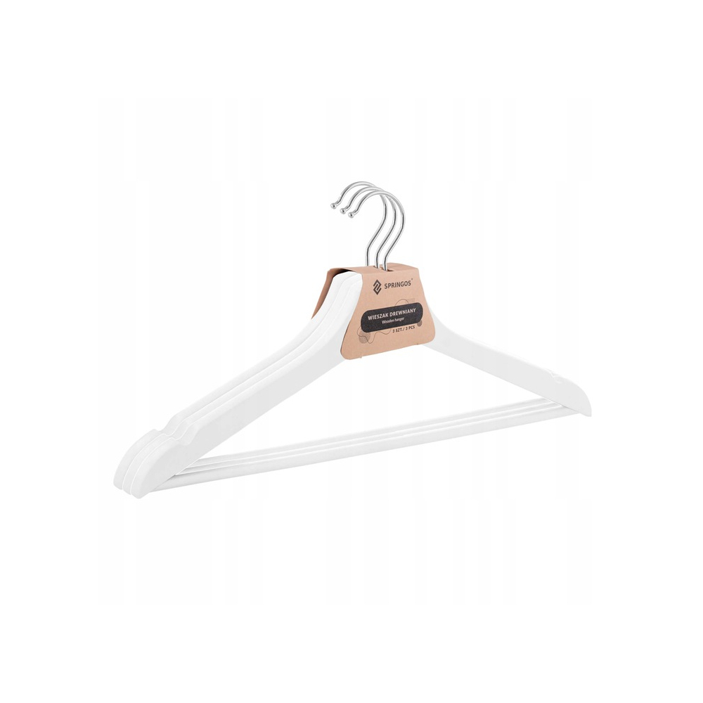 Drevené ramienka na oblečenie 43 cm SPRINGOS HG0005 3ks biela
