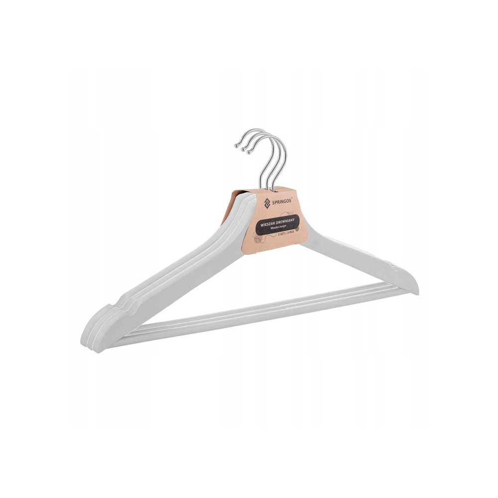 Drevené ramienka na oblečenie 43 cm SPRINGOS HG0004 3ks sivá