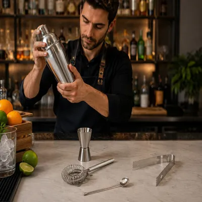 Barmanská sada 5ks so šejkrom 750 ml SPRINGOS Chivas strieborná