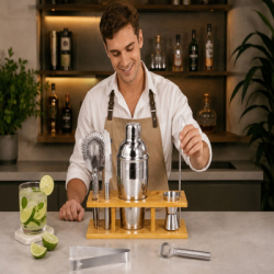 Barmanská sada 9ks 550 ml so stojanom SPRINGOS Martini strieborná