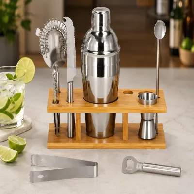 Barmanská sada 9ks 550 ml so stojanom SPRINGOS Martini strieborná