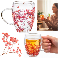 Dvojstenný pohár na kávu 300 ml SPRINGOS HA7574 s kvetmi