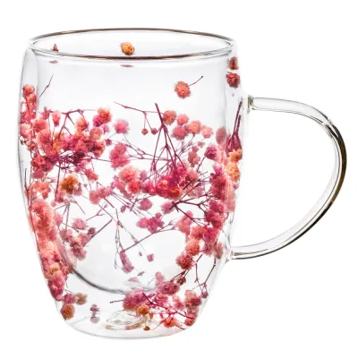 Dvojstenný pohár na kávu 300 ml SPRINGOS HA7574 s kvetmi