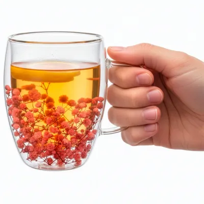 Dvojstenný pohár na kávu 300 ml SPRINGOS HA7574 s kvetmi