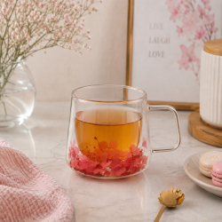 Pohár na kávu 180 ml dvojstenná SPRINGOS HA7573 s kvetinami