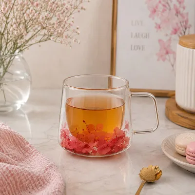 Pohár na kávu 180 ml dvojstenná SPRINGOS HA7573 s kvetinami