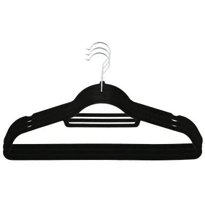 Zamatové ramienka na oblečenie 44,5 cm SPRINGOS HG0041 3ks čierna
