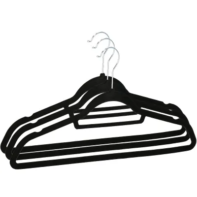 Zamatové ramienka na oblečenie 44,5 cm SPRINGOS HG0041 3ks čierna