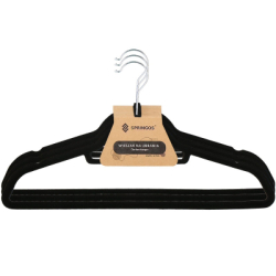 Zamatové ramienka na oblečenie 44,5 cm SPRINGOS HG0041 3ks čierna