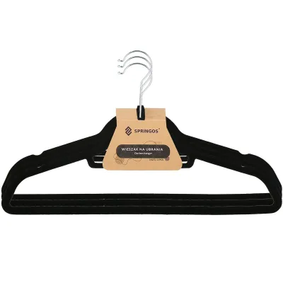 Zamatové ramienka na oblečenie 44,5 cm SPRINGOS HG0041 3ks čierna