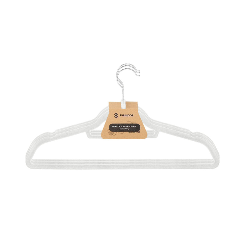 Zamatové ramienka na oblečenie 44,5 cm SPRINGOS HG0043 3ks krémová