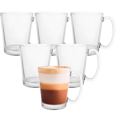 Poháre na latte s uchom 300 ml 6ks SPRINGOS HA7497 číre