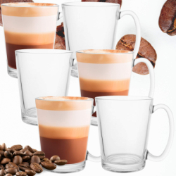 Poháre na latte s uchom 300 ml 6ks SPRINGOS HA7497 číre