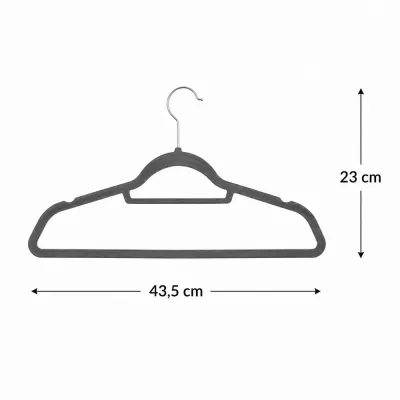 Zamatové ramienka na oblečenie 44,5 cm SPRINGOS HG0042 3ks šedá