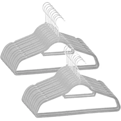 Zamatové ramienka na oblečenie 45 cm SPRINGOS HG0063 20ks svetlo šedá