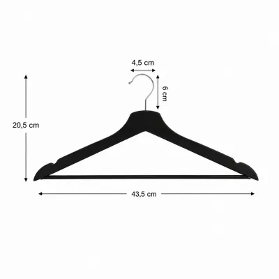 Drevené ramienka na oblečenie 43,5 cm SPRINGOS HG0058 20ks čierna