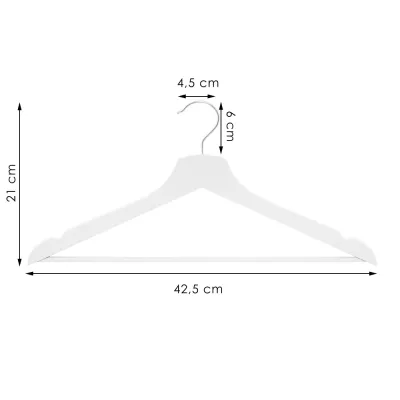 Drevené ramienka na oblečenie 42,5 cm SPRINGOS HG0059 20ks biela