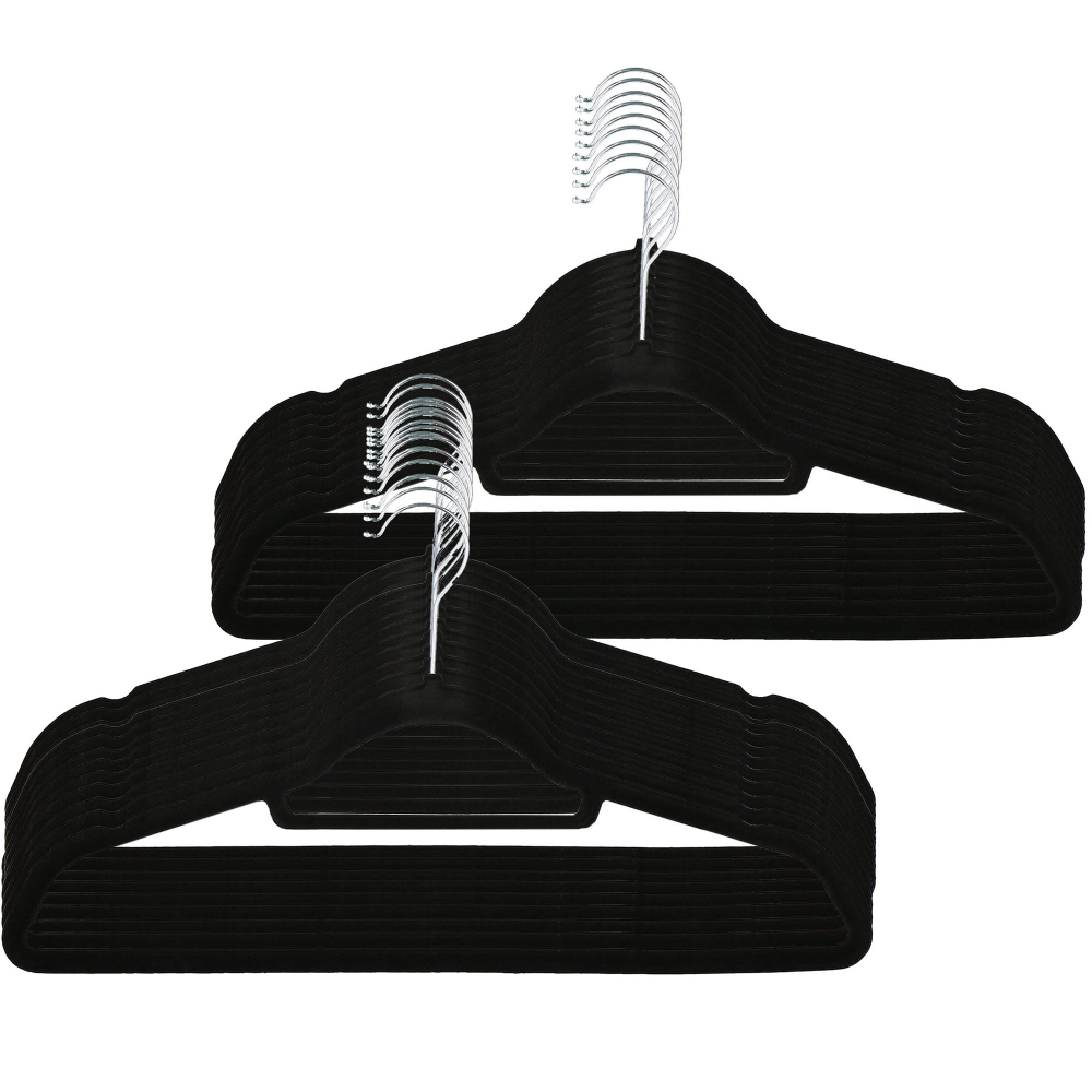 Zamatové ramienka na oblečenie 44,5 cm SPRINGOS HG0060 20ks čierna
