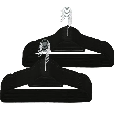 Zamatové ramienka na oblečenie 44,5 cm SPRINGOS HG0060 20ks čierna