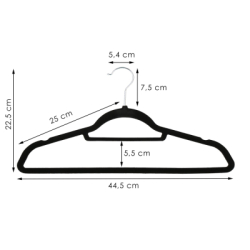 Zamatové ramienka na oblečenie 44,5 cm SPRINGOS HG0060 20ks čierna